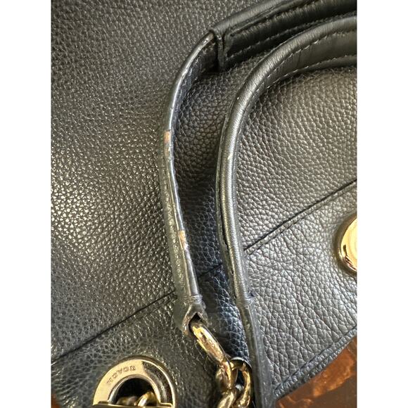COACH Original Pebbled Turnlock Chain 3 Compartment Tote Shoulder Bag Black/Gld - Picture 16 of 16